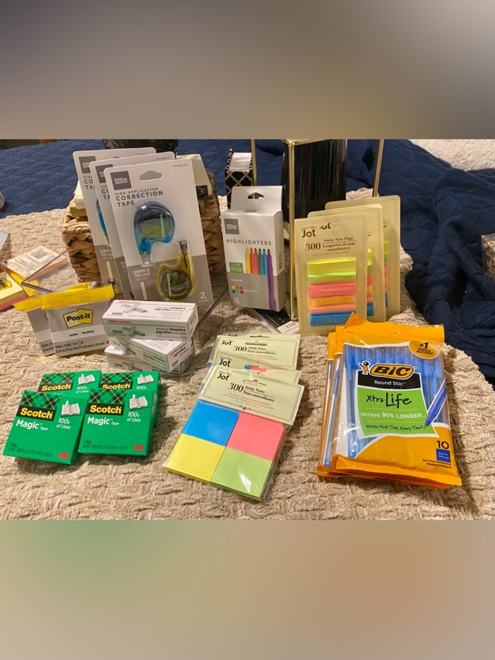 Assorted Office Stationery Set - Bic, Scotch, Post-it & More - Multicolor